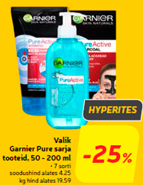 Valik Garnier Pure sarja tooteid, 50 - 200 ml  -25%
