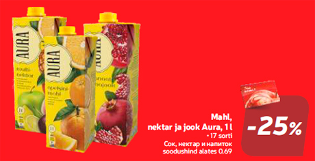 Mahl, nektar ja jook Aura, 1 l  -25%
