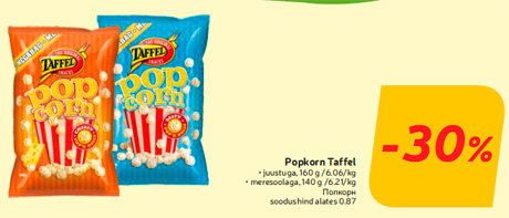 Popkorn Taffel  -30%
