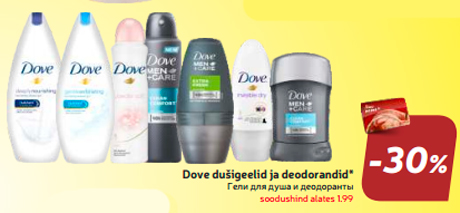 Dove dušigeelid ja deodorandid*  -30%