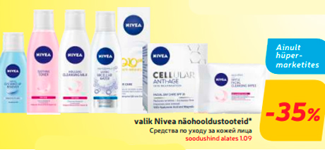 Valik Nivea näohooldustooteid*  -35%