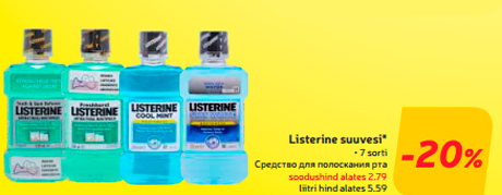 Listerine suuvesi*  -20%