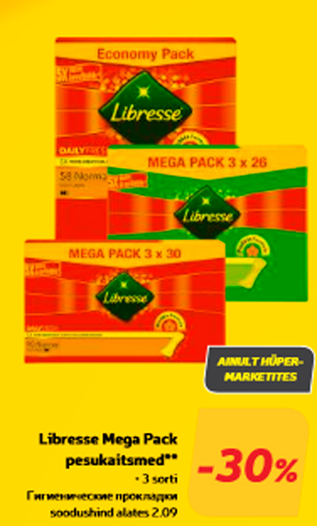 Libresse Mega Pack pesukaitsmed**  -30%