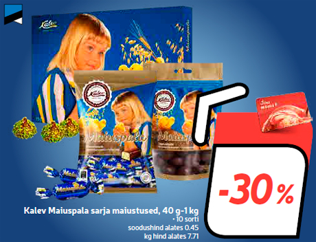 Kalev Maiuspala sarja maiustused, 40 g-1 kg  -30%