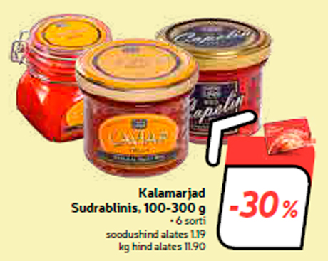 Kalamarjad Sudrablinis, 100-300 g  -30%