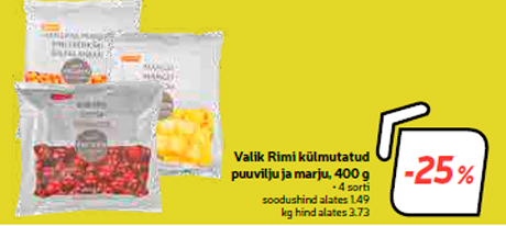 Valik Rimi külmutatud puuvilju ja marju, 400 g  -25%