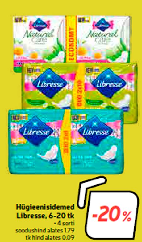 Hügieenisidemed Libresse, 6-20 tk  -20%
