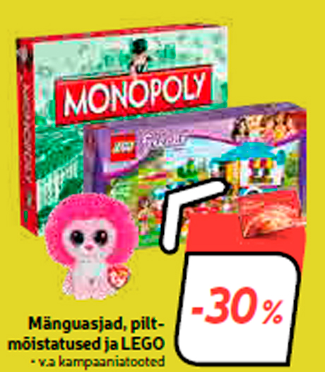 Mänguasjad, piltmõistatused ja LEGO  -30%
