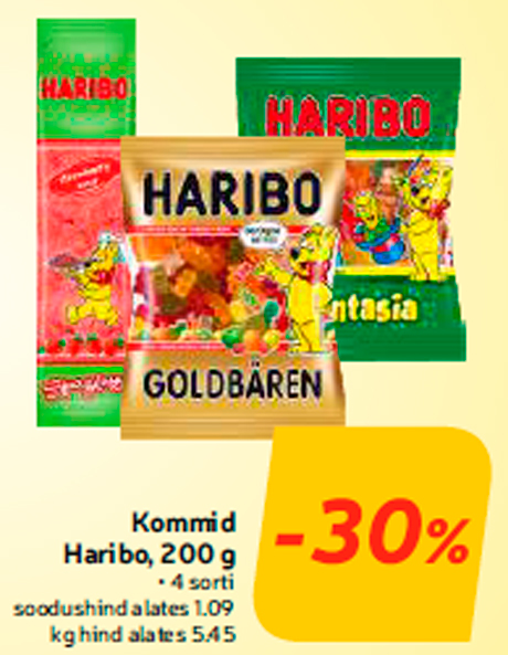 Kommid Haribo, 200 g -30%