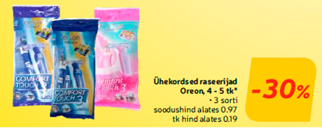 Ühekordsed raseerijad Oreon, 4 - 5 tk*  -30%