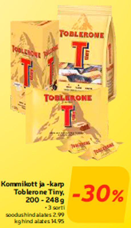 Kommikott ja -karp Toblerone Tiny, 200 - 248 g -30%