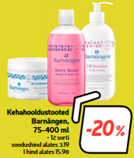 Kehahooldustooted Barnängen,  75-400 ml  -20%