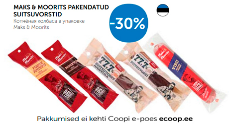 MAKS & MOORITS PAKENDATUD SUITSUVORSTID  -30%