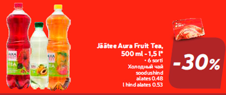 Jäätee Aura Fruit Tea, 500 ml - 1,5 l*  -30%
