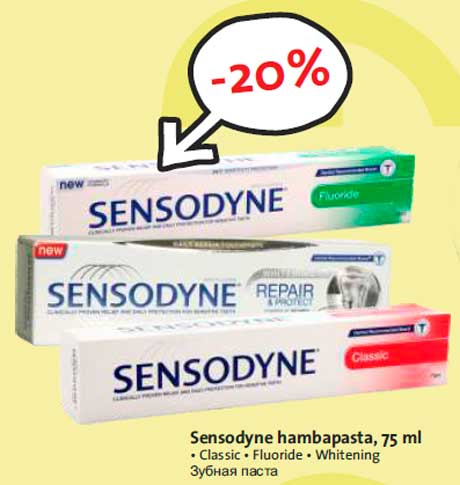 Sensodyne hambapasta, 75 ml -20%