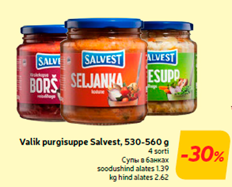 Valik purgisuppe Salvest, 530-560 g  -30%