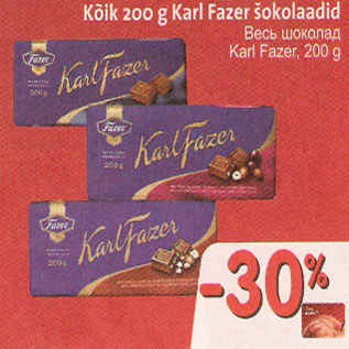 Karl Fazeri šokolaadid -30%