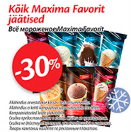 Kõik Maxima Favorit jäätised  -30%