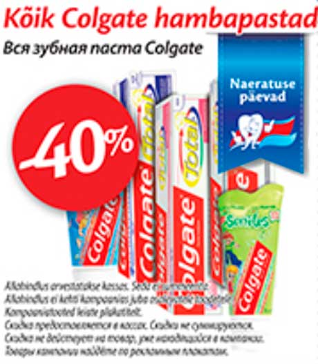 Kõik Colgate hambapastad  -40%