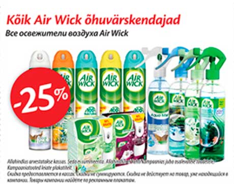 Kõik Air Wick õhuvärskendajad  -25%