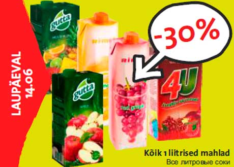 Kõik 1 liitrised mahlad  -30%