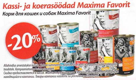 Kassi- ja koerasöödad Maxima Favorit -20%