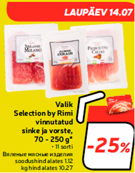 Valik Selection by Rimi vinnutatud sinke ja vorste, 70 - 250 g*  -25%