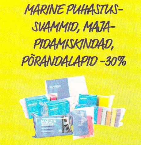 Marine puhastussvammid, majapidamiskindad, põrandalapid  -30%
