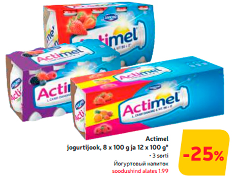 Actimel  jogurtijook, 8 x 100 g ja 12 x 100 g*  -25%