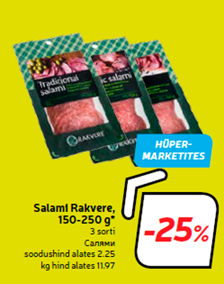 Salami Rakvere, 150-250 g*  -25%