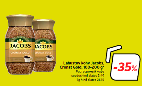 Lahustuv kohv Jacobs, Cronat Gold, 100-200 g*  -35%