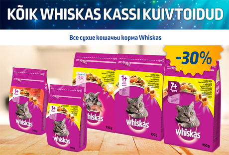 KÕIK WHISKAS KASSI KUIVTOIDUD  -30%