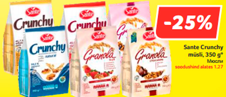 Sante Crunchy müsli, 350 g*  -25%