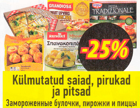 Külmutatud saiad, pirukad ja pitsad  -25%