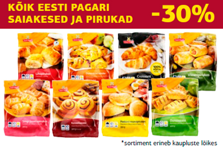 Kõik Eesti Pagari saiakesed ja pirukad  -30%