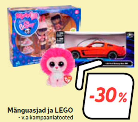 Mänguasjad ja LEGO -30%