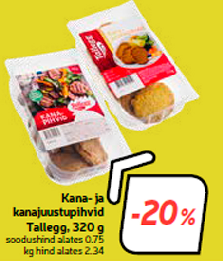 Kana- ja kanajuustupihvid Tallegg, 320 g  -20%