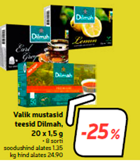 Valik mustasid teesid Dilmah, 20 x 1,5 g -25%