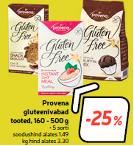 Provena gluteenivabad tooted, 160 - 500 g -25%