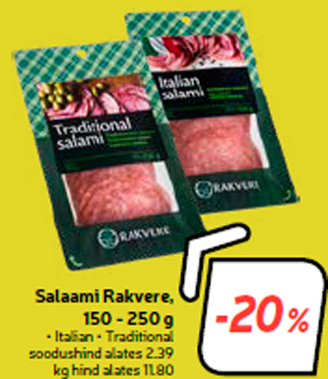 Salaami Rakvere, 150 - 250 g -20%