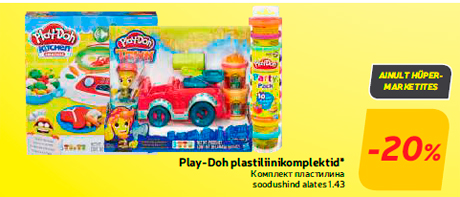 Play-Doh plastiliinikomplektid*  -20%