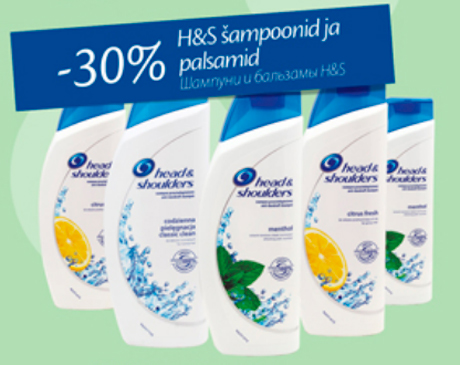 H&S šampoonid ja palsamid -30%