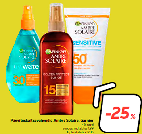 Päevituskaitsevahendid Ambre Solaire, Garnier -25%