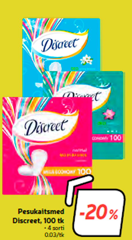 Pesukaitsmed Discreet, 100 tk  -20%
