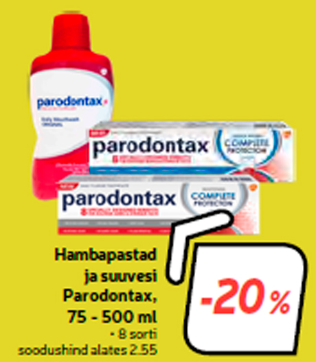 Hambapastad ja suuvesi Parodontax, 75 - 500 ml -20%