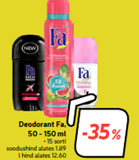 Deodorant Fa, 50 - 150 ml -35%