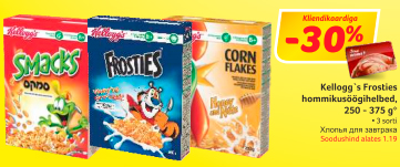 Kellogg´s Frosties hommikusöögihelbed, 250-375 g* -30%