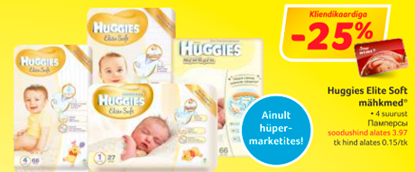 Huggies Elite Soft mähkmed*  -25%