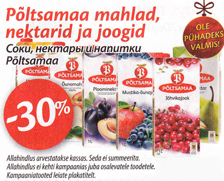 Põltsamaa mahlad, nektarid ja joogid  -30%