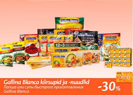 Gallina Blanca kiirsupid ja -NUUDLID  -30%